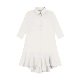 Zeebra Kids White Dove Tiered Shirt Dress